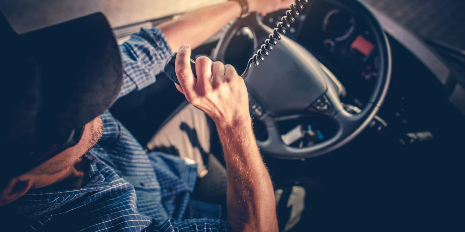An OTR trucking using a CB radio