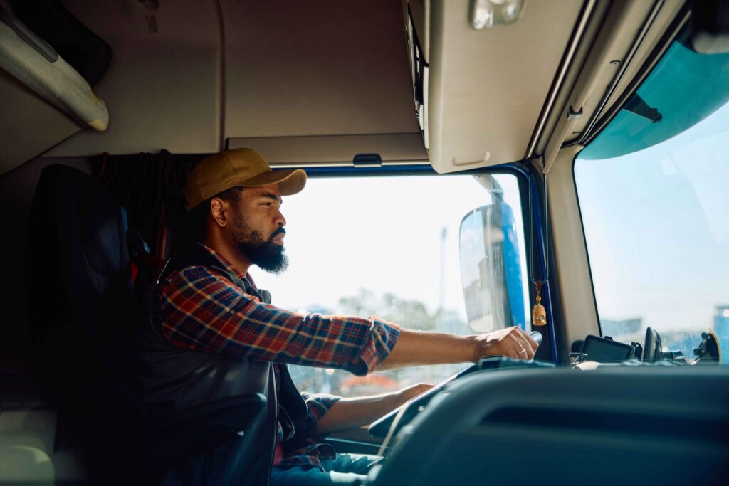 a trucker with advanced driving techniques